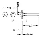 Bateria podtynkowa umywalkowa, wylewka 237 mm Chrom TRES 20430002