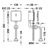 Armatura elektroniczna do pisuaru, podtynkowa Stal TRES 01220702