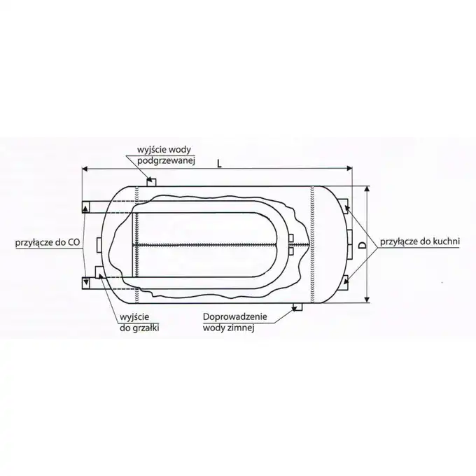 Podgrzewacz wody – wymiennik 120 l, (trzon kuchenny) WIMEST GW120 T B