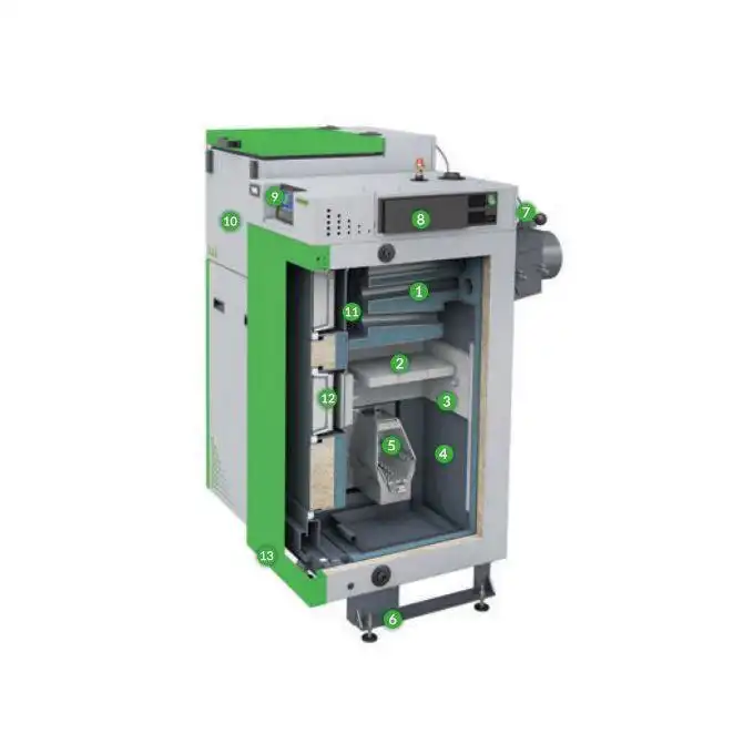 Kocioł BIO COMPACT 10 kW lewy czopuch do góry TECH na paliwo stałe SAS KOT-BIOCOM-010-L-CG-T2