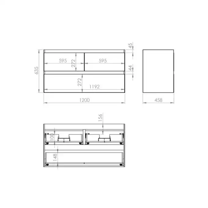 Szafka podumywalkowa SPLIT 120 3S black matt PDW ELITA RE012007157160