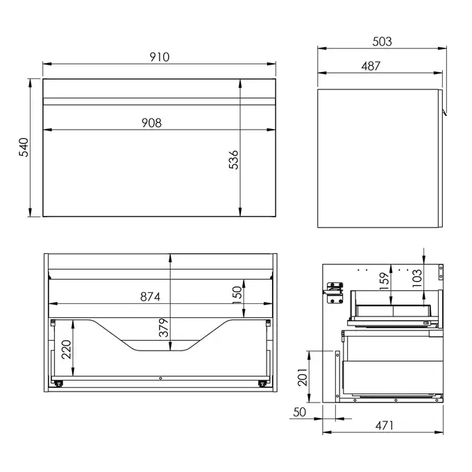 Szafka podumywalkowa MOODY 90 1S+1S black matt PDW ELITA RE010900037160