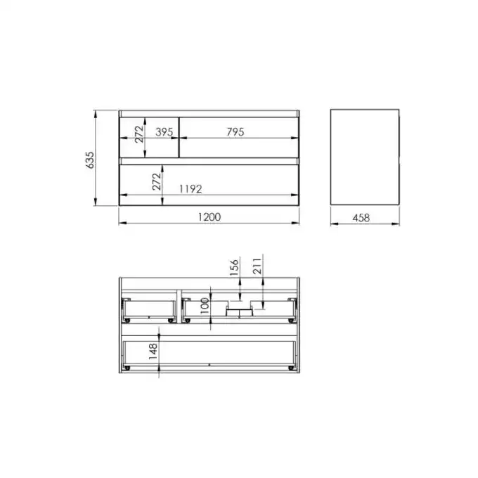 Szafka podumywalkowa SPLIT 120 3S P black matt PDW ELITA RE012005157160