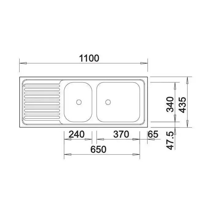 Zlewozmywak TOP EZS 11x4 Stal matowa odwracalny, bez przelewu (1 1/2) BLANCO 500847