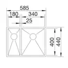 Zlewozmywak ZEROX 340/180-U Stal polerowana lewa, InFino BLANCO 521613