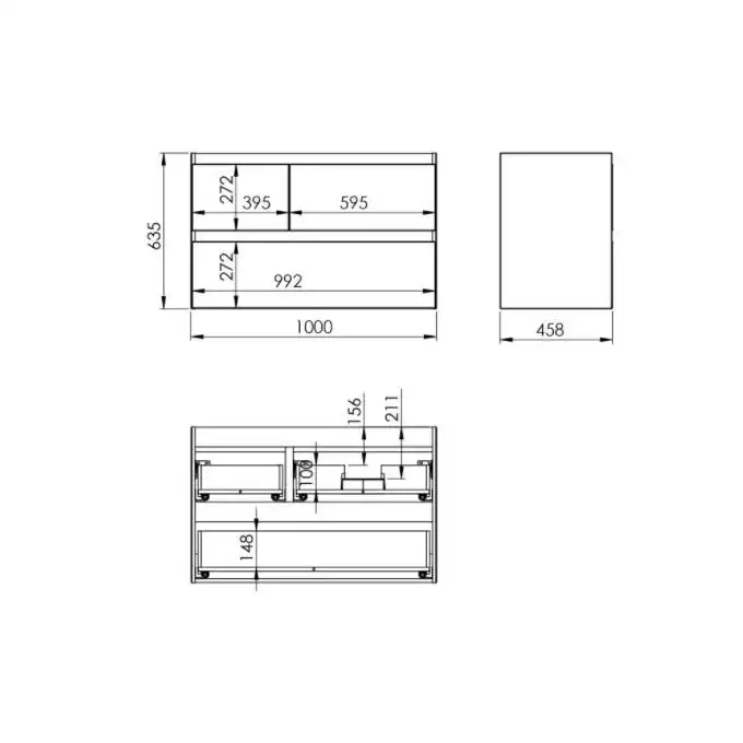 Szafka podumywalkowa SPLIT 100 3S P black matt PDW ELITA RE011005157160