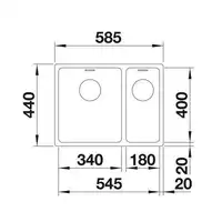 Komora ANDANO 340/180-IF Stal polerowana lewa, InFino BLANCO 522975