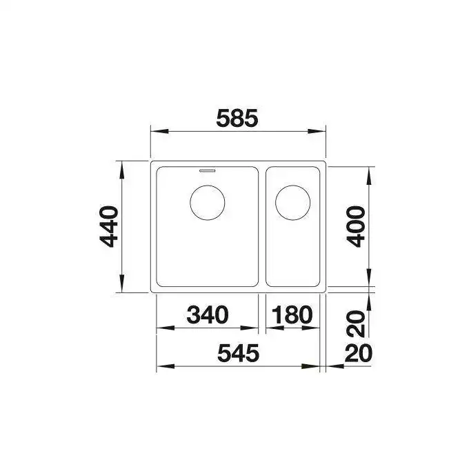 Komora ANDANO 340/180-U Stal polerowana lewa, InFino BLANCO 522979