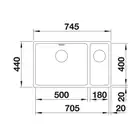 Komora ANDANO 500/180-U Stal polerowana prawa, InFino BLANCO 522989