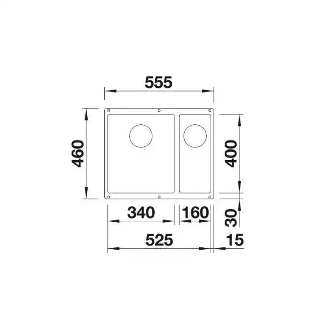 Komora SUBLINE 340/160-U Silgranit PuraDur Czarny, lewa, InFino BLANCO 525985