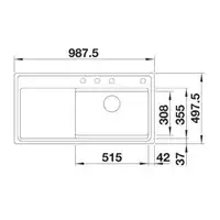 Zlewozmywak ZENAR XL 6 S-F Silgranit PuraDur Szarość skały prawa, korek auto., InFino BLANCO 523903