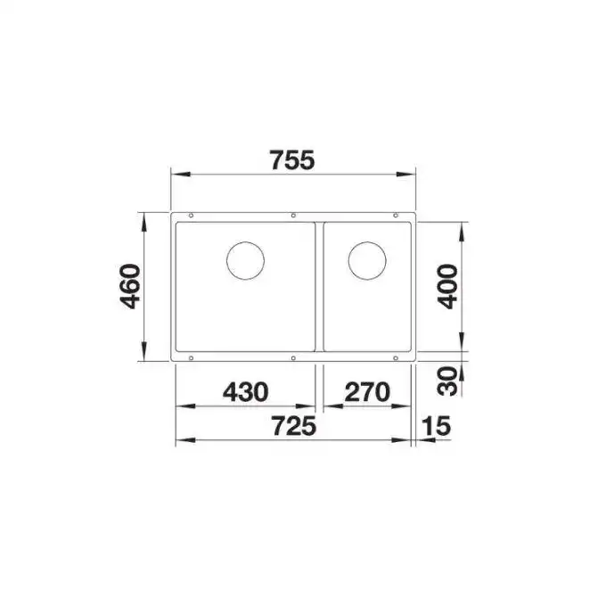 Komora SUBLINE 430/270-U Silgranit PuraDur Kawowy lewa, InFino BLANCO 523160