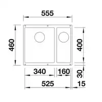 Komora SUBLINE 340/160-U Silgranit PuraDur Kawowy lewa, InFino BLANCO 523557