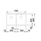 Komora SUBLINE 350/350-U Silgranit PuraDur Czarny, InFino BLANCO 525987