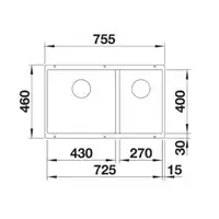 Komora SUBLINE 430/270-U Silgranit PuraDur Kawowy lewa, InFino BLANCO 523160