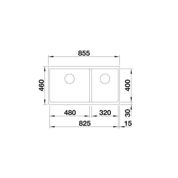 Komora SUBLINE 480/320-U Silgranit PuraDur Tartufo lewa, InFino BLANCO 523591