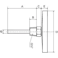 Termometr bimetaliczny tarczowy. TB-063 63mm 1/2&quot; 0-120°C L-45 przył. radialne  INTROL CTS111