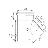 Trójnik kanalizacyjny FI200/160 &lt; 45 PP KACZMAREK 0720183360