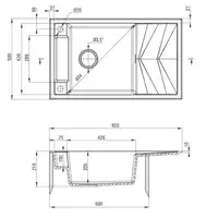 Zlewozmywak MAGNETIC szary met.granit 1-kom. Z/O 820X500X219, 3,5&quot; + osprzęt SPACE SAVER DEANTE ZRM_S113