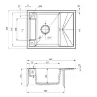 Zlewozmywak MAGNETIC szary met.granit 1-kom. Z/KO 640X500X219, 3,5&quot; + osprzęt SPACE SAVER DEANTE ZRM_S11A