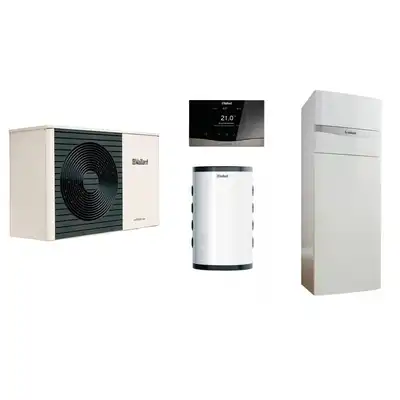 Pakiet z pompą ciepła aroTHERM plus monoblok VWL 55/6A + Centrala grzewcza VIH QW 190/6E + Zasobnik VP RW 45/2 B + Regulator pogodowy VRC 720 VAILLANT 0010044263