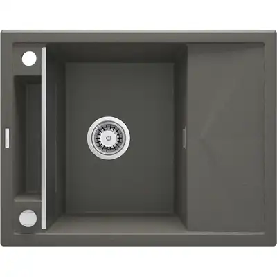 Zlewozmywak MAGNETIC antracyt met. granit 1-kom. Z/KO 640X500X219, 3,5&quot; + osprzęt SPACE SAVER DEANTE ZRM_T11A