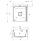 Zlewozmywak ERIDAN antracyt metalik granit 1-komorowy 400x500x212, 3,5&quot; + osprzęt SPACE SAVER LUX DEANTE ZQE_T104