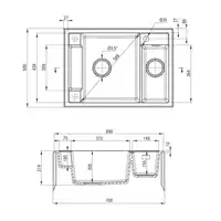 Zlewozmywak MAGNETIC antracyt metalik granit 1,5K 690X500X219mm + osprzęt SPACE SAVER DEANTE ZRM_T503