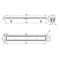 Odpływ liniowy odwracalny ruszt pod płytki/pełny długość 80 cm, Syfon H65 DEANTE KOS_008D