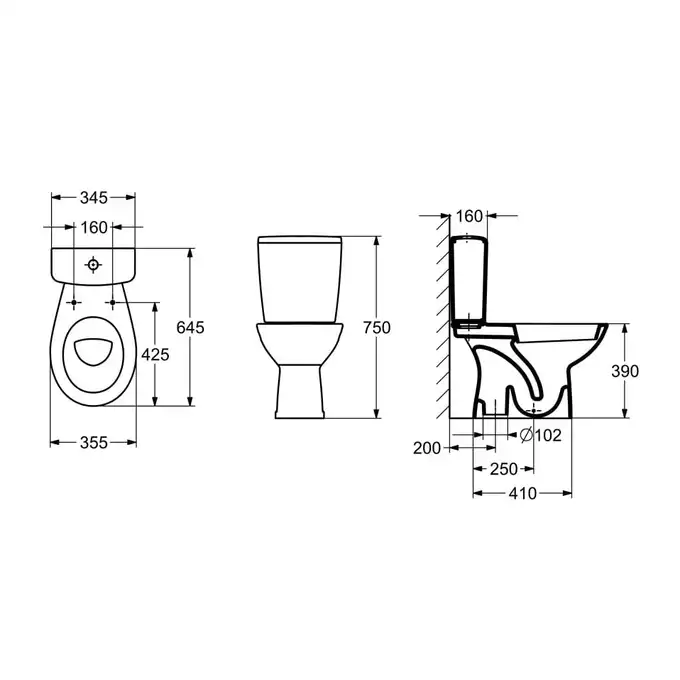 Miska WC do kompaktu Roca ADELE A342196000 odpływ pionowy