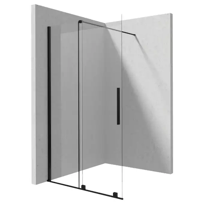 Ścianka prysznicowa walk-in Deante Prizma KTJ N39R przesuwna 90x195 cm nero