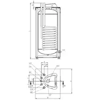 Wymiennik c.w.u. Elektromet WGJ-SQ 150L 076-15-101 do kotłów gazowych pionowy z wężownicą spiralną obudowa blacha