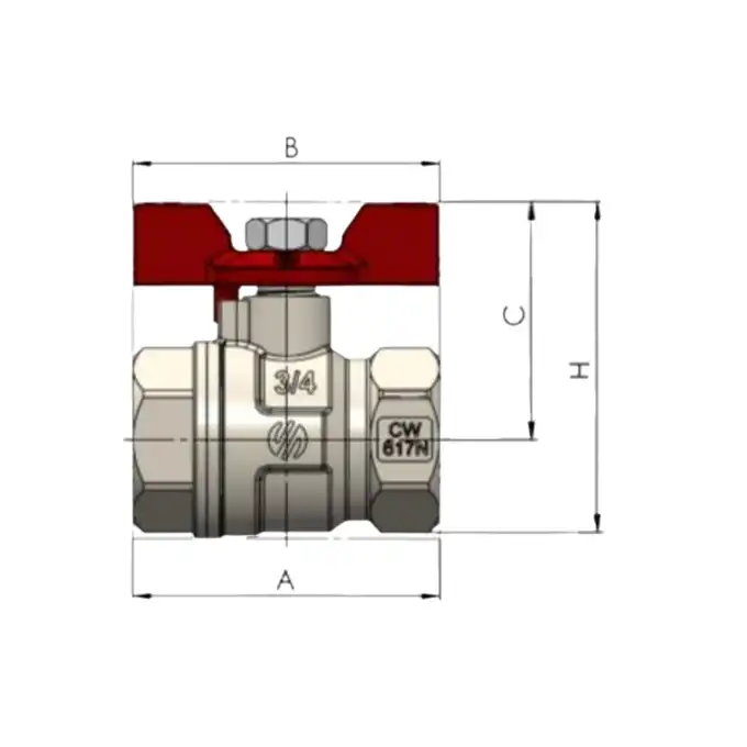 Zawór kulowy wodny Arco Sena VA30 753103 1/2&quot; GW-GW uchwyt motylkowy