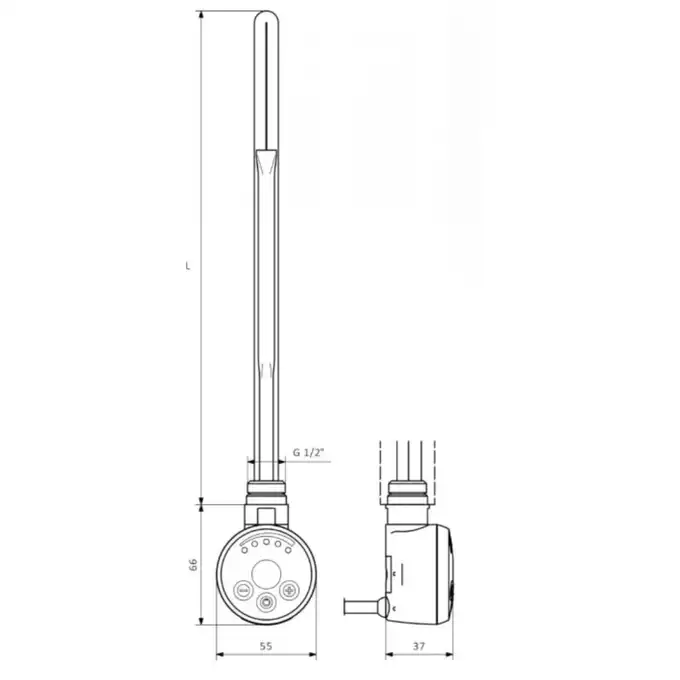 Grzałka elektryczna Terma WEMEG06T916U Meg 600 W biała