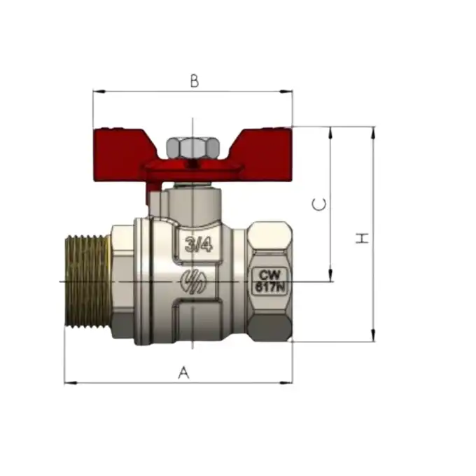 Zawór kulowy wodny Arco Sena VA30 753603 1/2&quot; GZ-GW uchwyt motylkowy