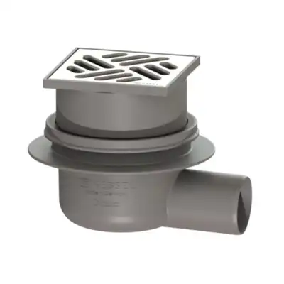 Wpust Kessel Classic DN 50 Odpływ Boczny z przykręcaną kratką nierdzewną 138X138 40150.11
