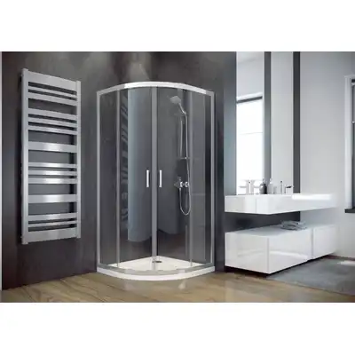 MODERN Kabina półokrągła grafitowe szkło 90 x 90 x 185 BESCO MP-90-185-G