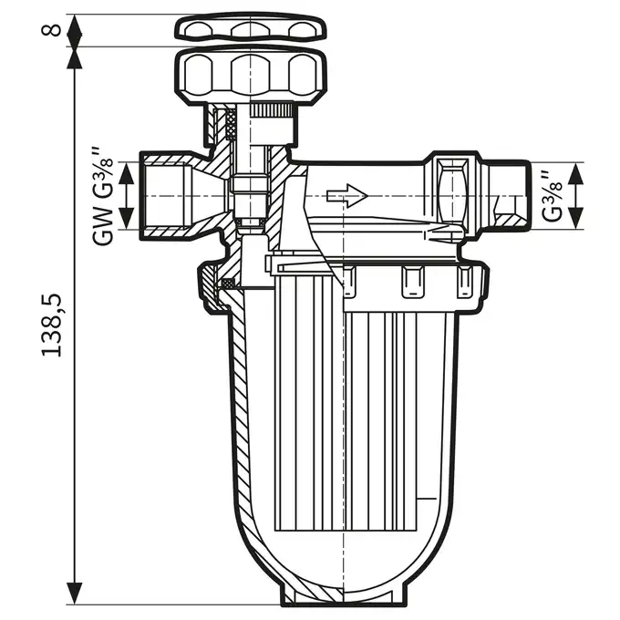 Filtr olejowy jednorurowy V 500 Si, z wkładem plastikowym, 250 l/h AFRISO 20292