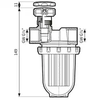 Filtr olejowy jednorurowy V 1/2 - 500 Si, z wkładem plastikowym, 390 l/h AFRISO 20485