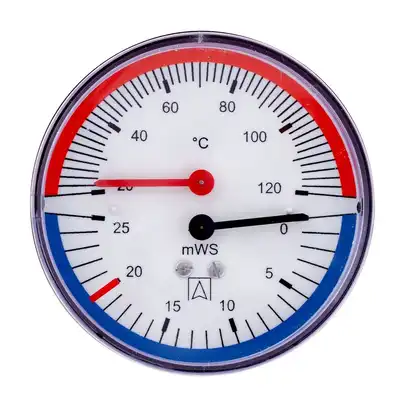 Termohydrometr TH 80 ax,fi80 mm, 0÷10 mH2O, 20÷120°C, G1/4'' ax, kl. 2,5 AFRISO 63312