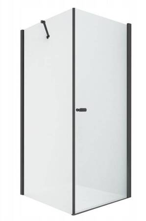 Kabina prysznicowa NEW SOLEO BLACK prostokątna 80x100x195 drzwi uchylne pojedyncze czyste 6mm AS - wspornik równoległy NEW TRENDY D-0230A/D-0116B-WP