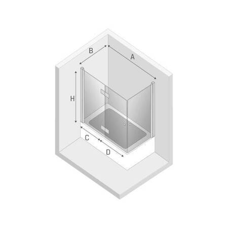 Parawan wannowy NEW SOLEO 120x140 skrzydła podwójne składane/uchylne szkło czyste 6mm Active Shield NEW TRENDY P-0030/P-0024